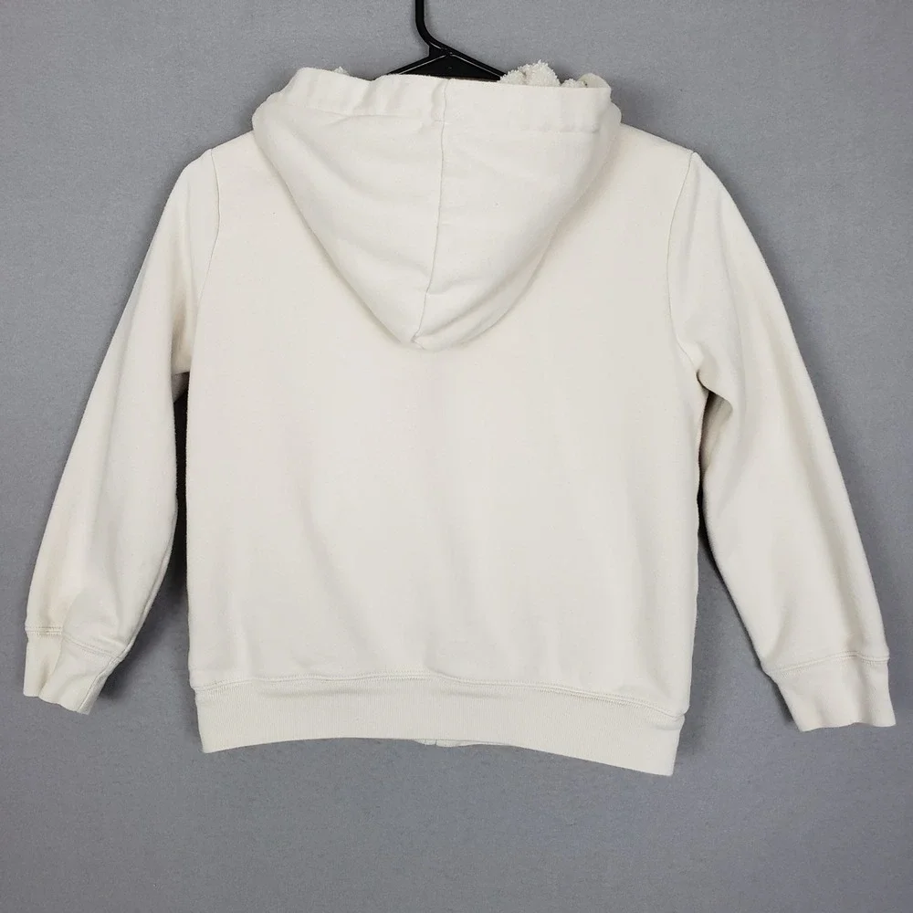 GAP Kids Size L Sherpa Lined Hoodie Sweatshirt Cream Full Zip Comfy Lounge‎ Cozy